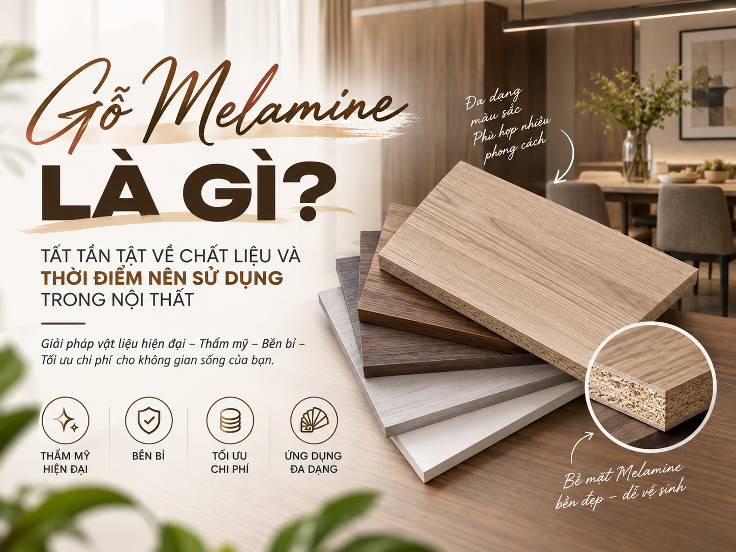 Gỗ Melamine Là Gì? Tất Tần Tật Về Chất Liệu Và Thời Điểm Nên Sử Dụng Trong Nội Thất